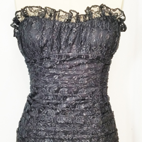 *SOLD****Betsey Johnson Black Lace Strapless Dress - Picture 5 of 8